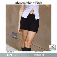Abercrombie & Fitch女裝25夏季美式性感辣妹亞麻混紡修身迷你半身裙短裙143-5067 黑色 L (165/84A)