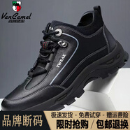 西域駱駝（VANCAMEL）新款男鞋冬季棉鞋防滑防水保暖加絨加厚高幫休閑戶(hù)外登山鞋 222434款【全黑單鞋】/官方店旗 39
