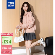 唐獅（TonLion）2024女連帽凈色拉鏈開衫毛線衫 薄紗粉 L 