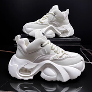 薩拉維夫品牌男士休閑鞋男春秋季新款中青年增高厚底潮流百搭鞋高爾夫鞋 白色 40 偏大建議買(mǎi)小一碼