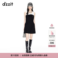 DZZIT地素春夏甜酷少女黑白撞色拼接無袖連衣裙女 黑色 XS