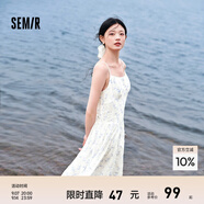 森馬連衣裙女森系吊帶裙小清新24夏浪漫文藝?yán)俳z碎花裙溫柔 紫白色調(diào)00371 160/84A/M