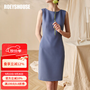 ROEYSHOUSE羅衣職場女裝無袖連衣裙夏新款簡約知性修身顯瘦裙子01790 霧藍色 S