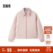 森馬（Semir）棉服女燈芯絨翻領(lǐng)菱形格復(fù)古2024冬三防寬松輕薄棉衣109724112007
