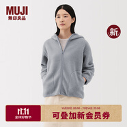無印良品（MUJI）女式長毛抓絨拉鏈連帽衫女外套長袖25年秋季新品搖粒絨短外套女裝 淺藍(lán)色 XL （165/92A）