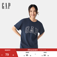 蓋璞男女裝2025春季新款純棉字母印花logo短袖T恤上衣美版797924 藏藍(lán)色 S 美碼 M亞洲碼175/92A