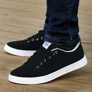 金貝勒秋季男士帆布鞋老布鞋男鞋運動(dòng)休閑鞋潮鞋子秋冬百搭板鞋男款 688黑色加絨 37 運動(dòng)鞋尺碼