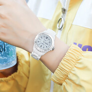 帝茲中考考試專(zhuān)用初中學(xué)生手表女款初高中生防水兒童女孩電子2025新款 珍珠白_夜光【50米防水+雙日歷】5年保修