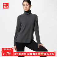 優(yōu)衣庫(kù)【狂歡價(jià)】女裝HEATTECH搖粒絨兩翻領(lǐng)套頭衫/長(zhǎng)袖479608 07 青灰色 S /155/80A