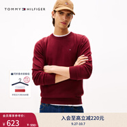 TOMMY HILFIGER【純色V領(lǐng)】秋冬男裝純棉商務(wù)休閑通勤內搭打底衫針織衫毛衣 【簡(jiǎn)約合身毛衣】紫紅色VLP L （推薦：150-165斤）