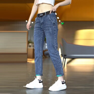 LEMBA九分牛仔褲男士修身9分小腳褲2026春季新款韓版彈力休閑長(cháng)褲子男 藍灰色款【九分褲】 27 碼