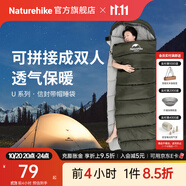 Naturehike挪客信封帶帽睡袋戶外露營單人春夏秋冬季可拼接雙人加厚隔臟被子 適宜11~14°C/艾葉青/U150