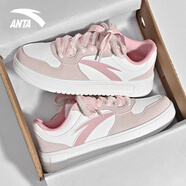 安踏女鞋板鞋女輕便透氣休閑鞋百搭皮面學(xué)生運動(dòng)鞋低幫厚底增高鞋子女 【輕松板鞋】藕粉色 （贈送粉白鞋帶） 35.5 【官方正品-假一賠十】