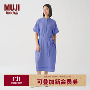 無(wú)印良品 MUJI IDEE 女式 強(qiáng)捻短袖襯衫連衣裙女裝裙子夏季連身裙GAD12C4S 藍(lán)紫色 M (155/80A)