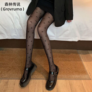 森林傳說（Grovrumo）保暖絲襪波點黑絲一體加厚光腿神器植絨字母小香風(fēng)連褲襪打底褲 植絨蝴蝶結(jié) 均碼 200克一體絨