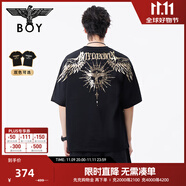 BOY LONDON【暗黑羅盤】夏情侶款短袖權(quán)杖印花炸街潮牌T恤N01906 黑印金N01906 經(jīng)典升級款 S
