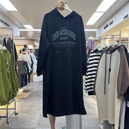 大碼加絨衛(wèi)衣裙女秋冬韓國寬松長裙 黑色【330克復(fù)合貝貝絨】加絨款 均碼