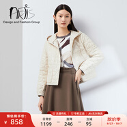 HRTIS女裝 米杏色蕾絲短款連帽棉衣AR5412305-041 米杏色 40