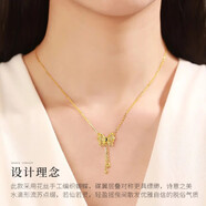 黛萊諾老鳳凰金店同款足金999鋯項鏈女純金吊墜年新款18K彩金鎖骨鏈 夢幻蝴蝶項鏈