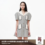 RE'VAN芮范夏季新品設計師款質(zhì)感撞色豎條紋連衣裙RN31101194 豎條紋 L/40