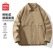 名創(chuàng  )優(yōu)品（MINISO）美式飛行夾克男士秋季新款潮牌寬松休閑工裝外套男春秋大碼派克服 【襯衫夾克】卡其 XL /180(體重140-160斤)