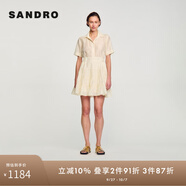 SANDRO博主同款|24春秋款女裝法式荷葉邊短款連衣裙SFPRO03117 淡褐色 XL