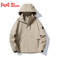貓人（MiiOW）戶外短外套女男春秋旅行單層三合一防風(fēng)薄款登山服夾克休閑 LSM88888卡其-男女同款(單外套 M