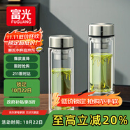 富光玻璃杯雙層帶茶隔大容量水杯 高檔商務泡茶杯 高硼硅杯子500ml