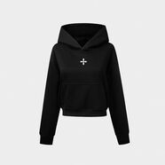 諾貝妮娜（NOBELNINA）秋季新款慵懶風(fēng)連帽衛衣女美式潮牌設計修身顯瘦短款外套 黑色【380g優(yōu)質(zhì)款】(30%的人選擇) L  【建議116-130斤】