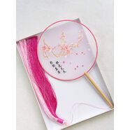 語(yǔ)森憶桃花挽月舞扇子長(cháng)古典舞圓扇刺繡花團扇跳舞桃花扇子 21圓桃之夭夭有字長(cháng)流蘇