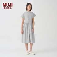 無印良品 MUJI IDEE 女式 平紋 無袖連衣裙 女裝裙子夏季 GAD13C4S 藍灰色 L (165/88A)