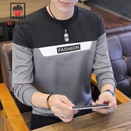 AEMAPE男士長袖t恤秋冬季新款青年套頭衛(wèi)衣體恤潮流上衣服內(nèi)搭秋衣 K33-12黑色 M
