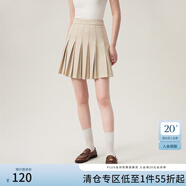 范思藍恩學(xué)院風(fēng)a字高腰半身裙女春裝2024新款百褶裙短裙24FS11141 象牙奶油 L