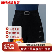 事思冬天短褲加絨加厚松緊高腰大碼短褲女a(chǎn)字闊腿褲休閑外穿打底靴褲 黑色加絨加厚 S 70-90斤)