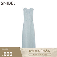 SNIDEL2025春夏新品簡(jiǎn)約毛邊圓領(lǐng)無袖后開叉針織連衣裙SWNO251097 淺藍(lán)色 M (1)