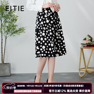 愛特愛（EITIE）復古波點高腰壓褶傘裙a字過膝半身裙女春季新款A2406317 極簡黑20 XL 170