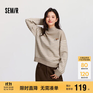森馬（Semir）森柔|地理系列毛衣女冬季半高領(lǐng)刺繡條紋衫101724107022