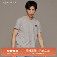 GANT【100%棉】甘特男女情侶款休閑學(xué)院純色圓領(lǐng)寬松重磅短袖T恤 93煙灰色 L