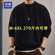 羅蒙（ROMON）毛衣男款2025新款冬商務(wù)休閑百搭加肥加大針織衫男士毛衣 黑 6XL