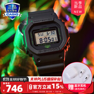 卡西歐（CASIO） 男表g-shock運動數(shù)字小方表電子表復(fù)古方形小黑表手表男 DW-5600MNT-1PR東京音樂夜主題