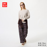 優(yōu)衣庫女裝法蘭絨舒適長(cháng)褲/全棉柔軟寬松直筒休閑褲 新款478861 38 深褐色 L /160/72A