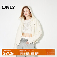 ONLY冬季可愛(ài)少女含羊毛連帽長(zhǎng)袖針織衫女|12443B010 A43 奶油白色 M 165/84A
