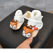 LI NING李寧【品牌斷碼】春秋冬地板襪0-1歲新生嬰兒室內不掉鞋學(xué)步鞋子 江博士同款-白4 小鹿.偏小1C 加絨 12 /11cm