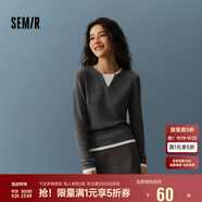 森馬（Semir）森馬毛衣女短款假兩件含羊毛針織衫24冬新款保暖內(nèi)搭109724107015