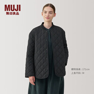 無印良品（MUJI）女式 可水洗 絎縫夾克 女外套長袖秋冬款女裝菱格棉服BD0YTA4A 黑色 S (155/80A)