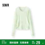 森馬（Semir）長(zhǎng)袖T恤女設(shè)計(jì)感滿印修身疊穿2025春季薄透網(wǎng)紗上衣109125101007