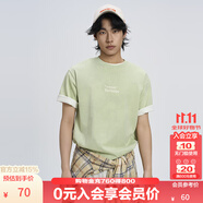 KAMA卡瑪時(shí)尚暈染短袖T恤2025新款春夏男女復(fù)古印花百搭情侶體恤 綠色 M