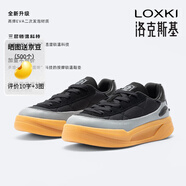LOXKI/洛克斯基【明星同款】板鞋子男潮流經(jīng)典百搭休閑鞋男 小圓鞋Lite 生膠黑底 -【全新升級加棉款】 43