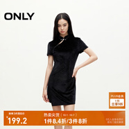 ONLY秋季氣質(zhì)顯瘦旗袍新中式絲絨短裙連衣裙女|124307031 E39 俊黑色 S (160) 80A