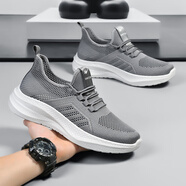 雙星（DOUBLE STAR）男士休閑鞋2025新款夏季網(wǎng)面透氣黑色跑步鞋鏤空男鞋運(yùn)動鞋子 灰色 39
